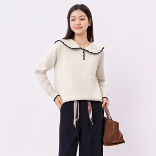 洋气针织长袖 小众简约休闲毛衣百搭时尚 上衣女 新品 芭依璐2025冬季
