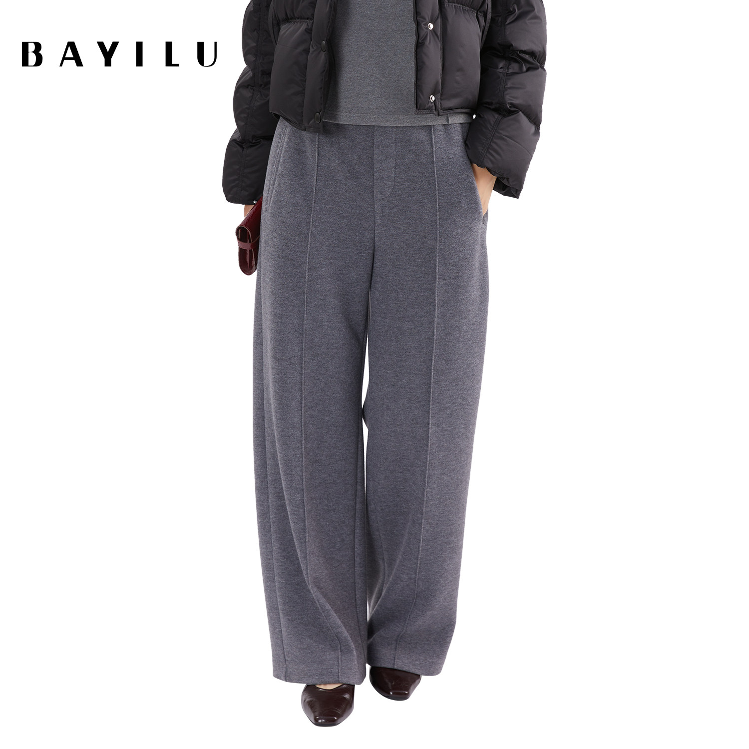 芭依璐2025冬季新款休闲裤百搭长裤女时尚气质慵懒阔腿裤高级感