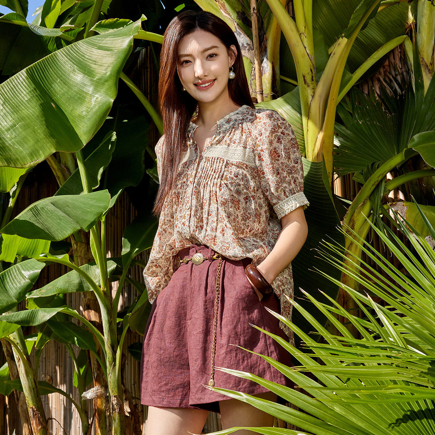 芭依璐2026夏季新款衬衫女森系碎花宽松浪漫花边设计感小众上衣1
