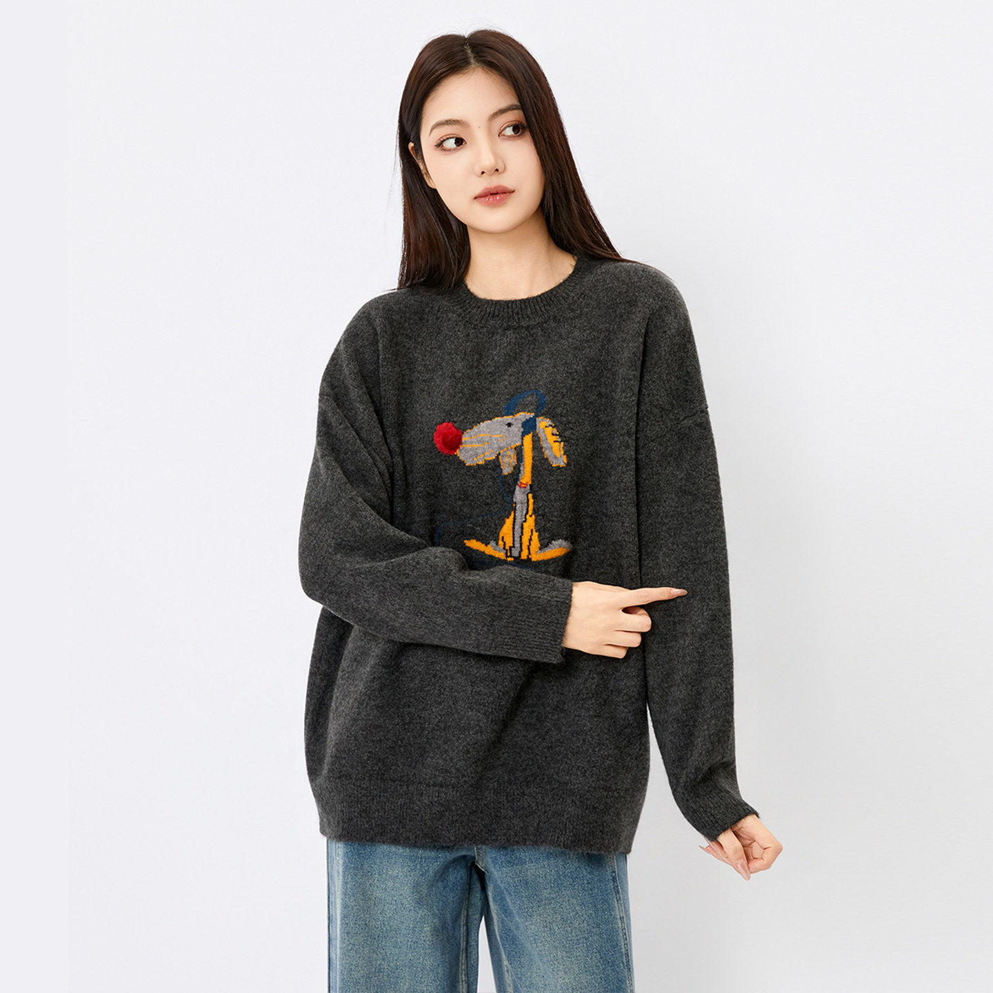 芭依璐毛衣女卡通设计2026早春新款甜美减龄针织衫长袖百搭毛衫