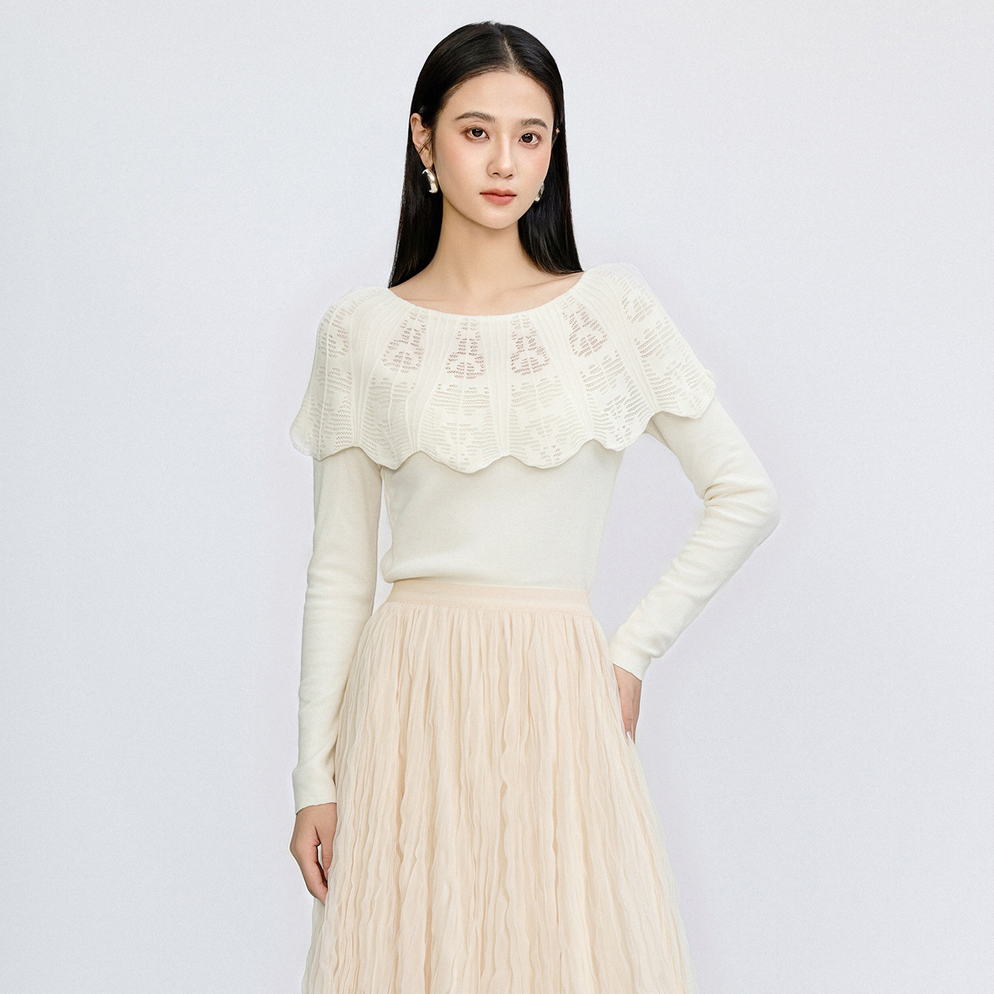 芭依璐高智感穿搭羊毛针织衫女款2026新款秋季设计感小众上衣毛衣