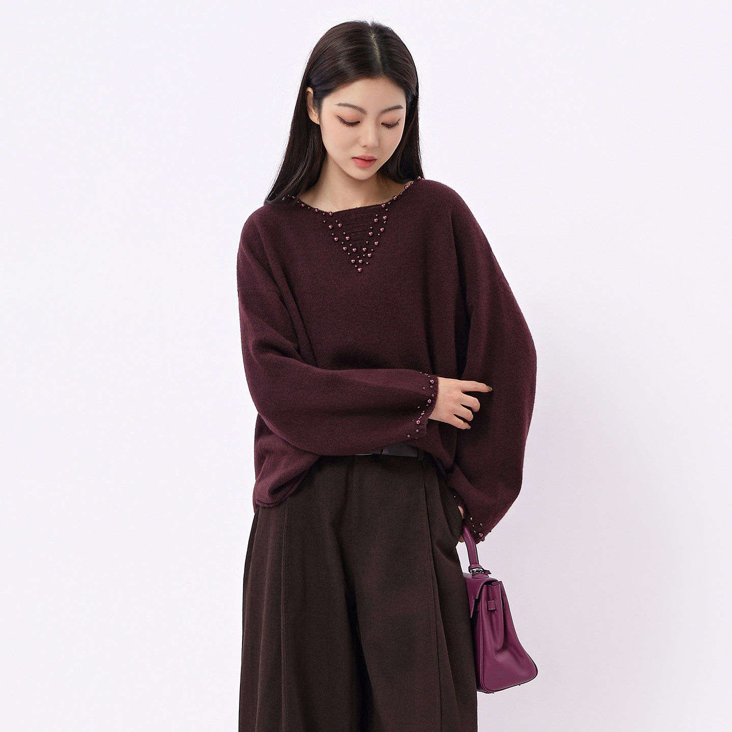 芭依璐2026春高级感气质宽松慵懒风钉珠毛衣打底衫女士针织上衣,女装/女士精品,毛针织衫,淘宝优惠券,粉丝福利购,淘宝优惠卷