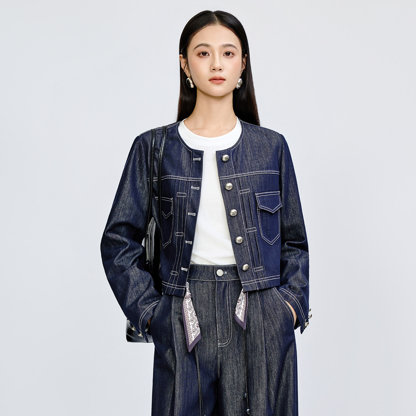 牛仔外套女小个子短款深蓝色上衣