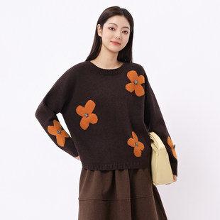 百搭毛衫 四叶草山毛衣重工时尚 女 毛衣针织衫 芭依璐2025秋冬新款
