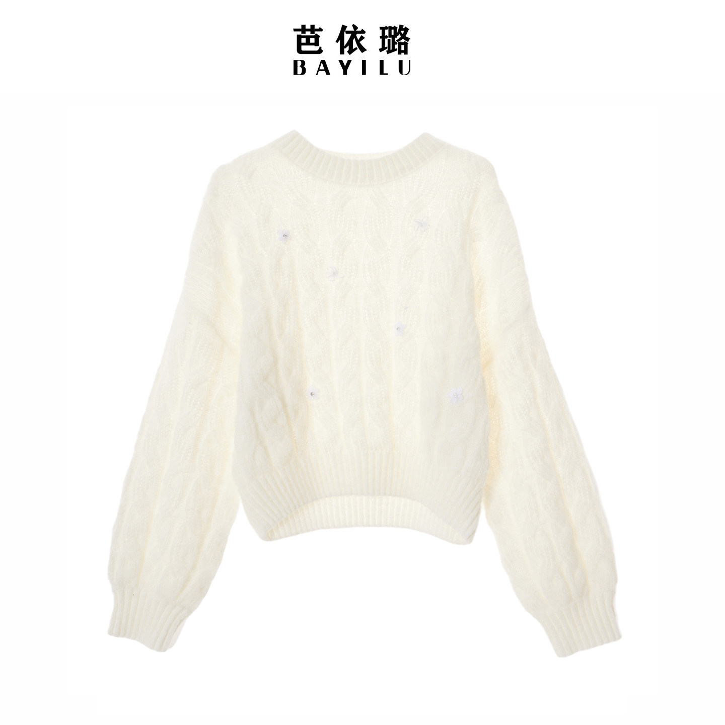 芭依璐2025冬季新款毛衣宽松圆领慵懒风针织衫高级感韩版女羊毛衫