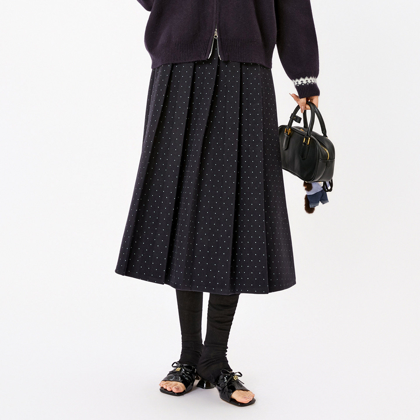 芭依璐百褶裙中长款2025冬季新款半身裙女休闲伞裙A字波点半身裙,女装/女士精品,半身裙,淘宝优惠券,粉丝福利购,淘宝优惠卷