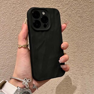 高级肤感褶皱苹果15手机壳iPhone14promax全包防摔软壳13新款 8plus硅胶 简约磨砂12男女11保护套xsmax防指纹7