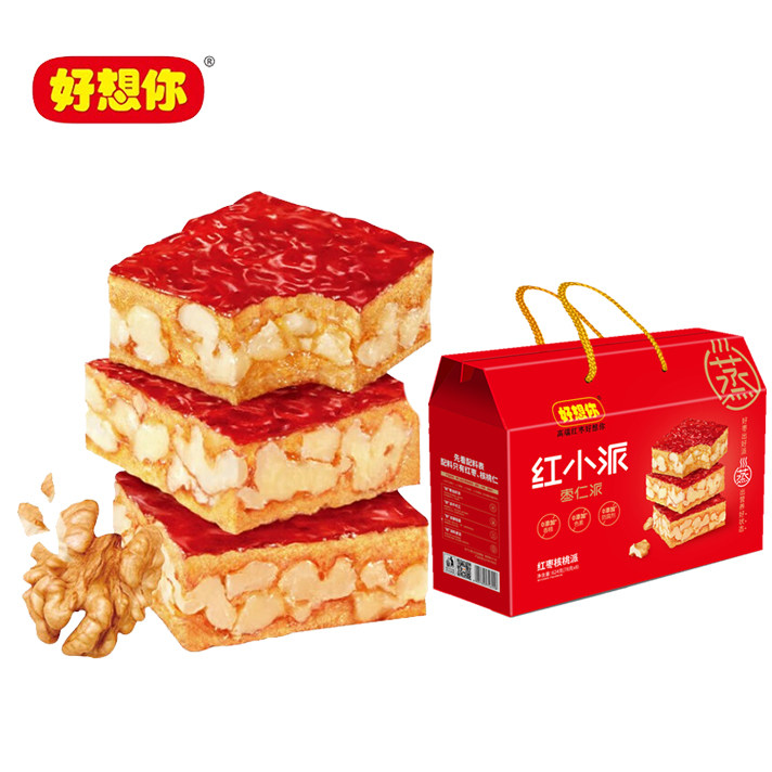 正品好想你枣仁派红枣夹核桃红小派礼盒624g枣仁派儿童白领零食