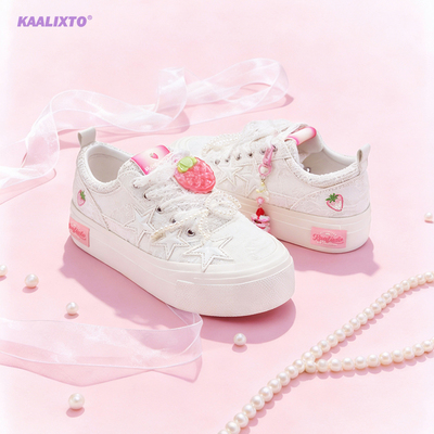 kaalixto&SK萱萱星星鞋莓光粉帆布鞋低帮百搭时尚情侣增高正品