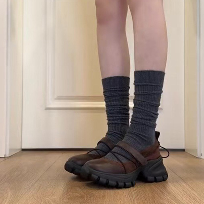 牛皮版~气质百搭魔术贴女鞋圆头浅口粗跟单鞋舒适厚底休闲运动鞋,女鞋,浅口单鞋,淘宝优惠券,粉丝福利购,淘宝优惠卷