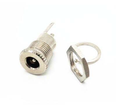 DC-099 DC电源插座 5.5x2.1 带螺纹 5A高电流全金属 充电插座母座