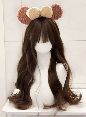 【曲奇】lolita假发卷发棕色长卷发洛丽塔水波纹齐刘海全头套女jk
