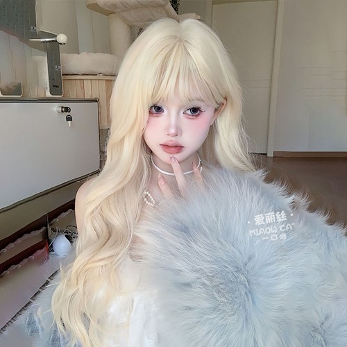 夏天假发女长发cos浅米白金色大波浪长卷发日常软妹lolita全头套