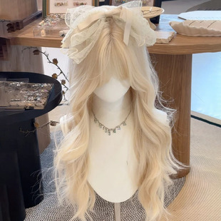 假发女lolita长卷发jk公主甜妹长发日常仿真发白金假发套 豆乳
