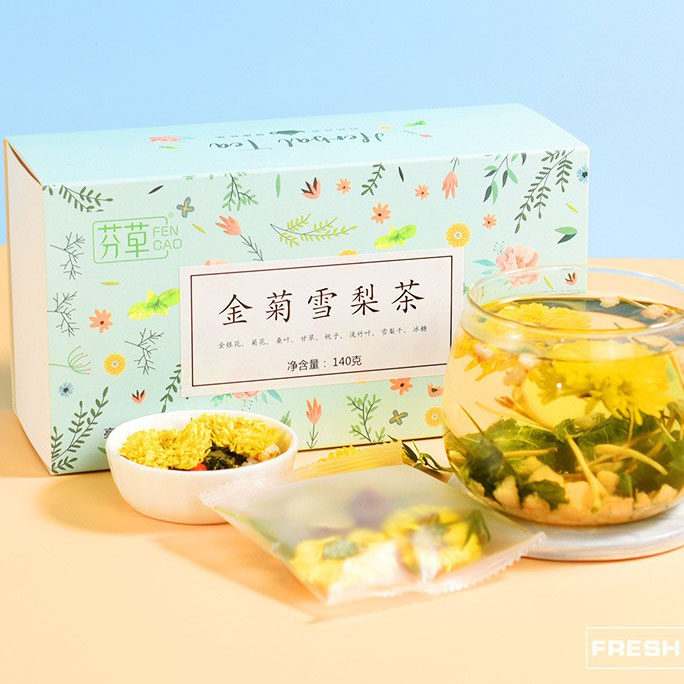 金菊雪梨茶润润的降燥花茶金银花菊花茶冰糖雪梨茶四季花茶140g