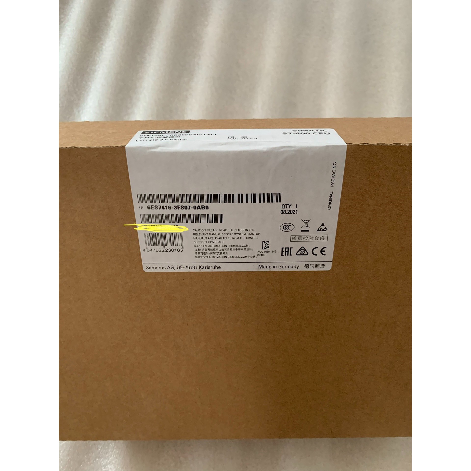 6ES7416-3FS07-0AB0全新原装保内未开封,包装