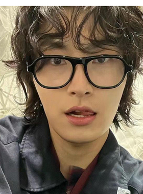 2024新款GM方圆脸方形大脸素颜眼镜框女可配度数近视防蓝光眼镜男