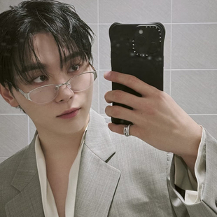 夫胜宽同款 金属半框眼镜小方形平光眼镜女韩系素颜可配近视防蓝光