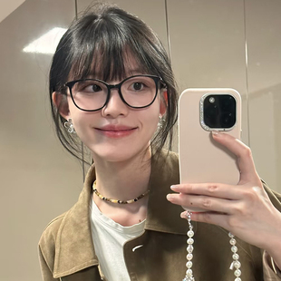 小香风椭圆近视眼镜女黑框高级感超轻平光素颜网红可配度数眼镜框