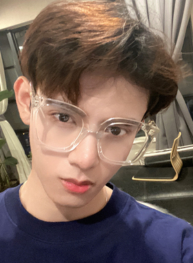 防蓝光方形大眼镜框女近视眼镜透明圆脸黑框平光护眼大框素颜神器