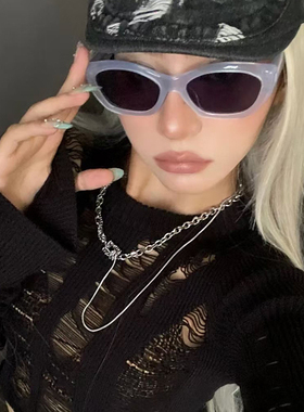 方形墨镜女款潮多巴胺蓝色韩版