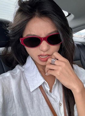韩版新款复古红色墨镜女猫眼潮