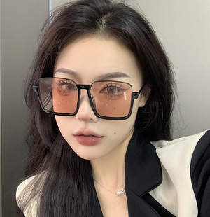 网红复古茶色墨镜女高级感ins大框素颜显瘦防紫外线太阳镜近视镜