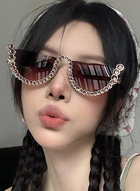 猫眼墨镜欧美镶钻金属个性欧美太阳镜女高级感辣妹防紫外线眼镜潮