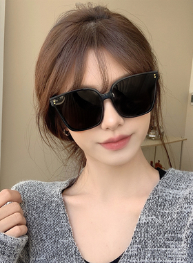 网红复古方形大框黑色高级感墨镜女大脸偏光太阳镜时尚韩版眼镜潮
