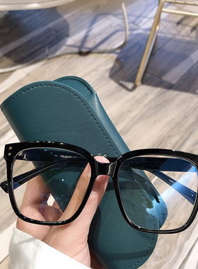 超轻近视黑方框眼镜女可配度数防蓝光眼镜框ins风大脸显瘦韩版潮