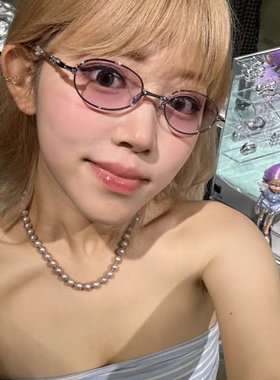 韩系ins金丝边小圆框眼镜女