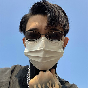 Y2K黑框无框墨镜潮未来科技感太阳眼镜男高级感ins复古千禧辣妹女