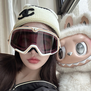 滑雪镜护目镜男女卡近视镜成人滑雪装 全套双层防风滑雪眼镜 备套装