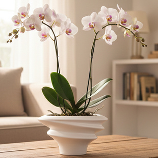 白色蝴蝶兰花盆轻奢高级感家用陶瓷拼组花盆高端兰花专用花盆包邮