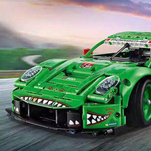 机械组赛车保时捷911 GT3绿恐龙儿童学生益智亲子积木礼物礼盒男