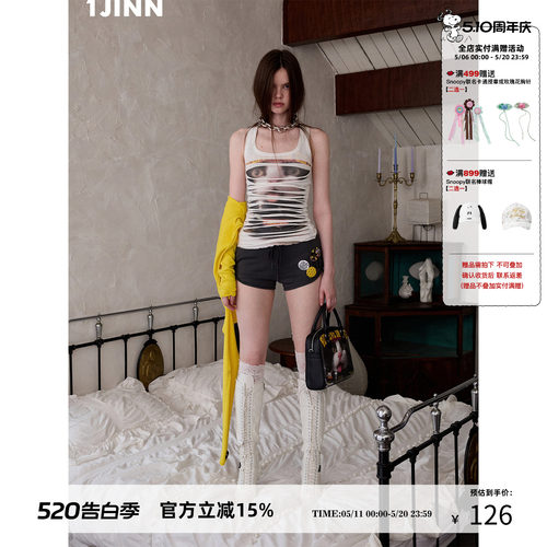 1JINNSTUDIO不规则破洞工字背心