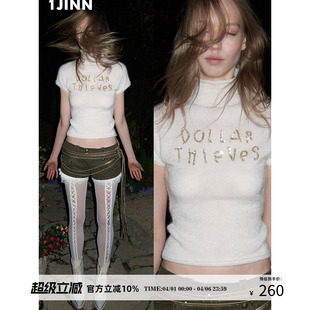 显瘦牛仔裤 1JINN 女低腰修身 牛仔帆布超短裤 STUDIO 复古做旧工装