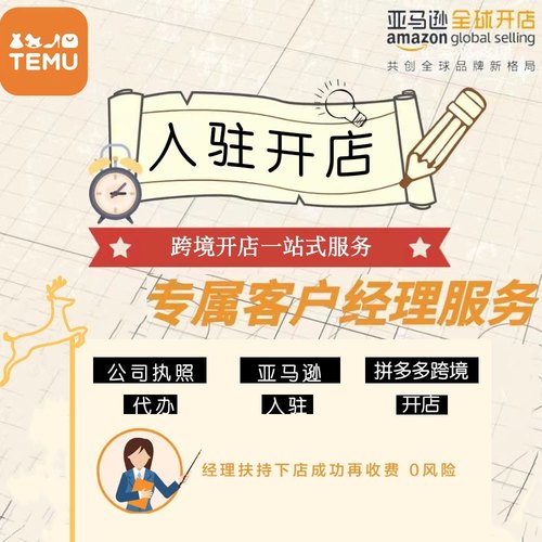 亚马逊开店入驻咨询公司注册 指导 设计 北美 中东 Temu入驻