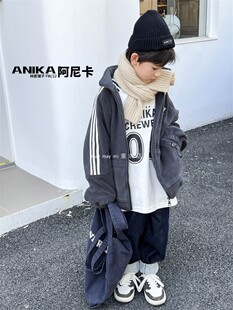 ANIKA童装冬季儿童运动夹棉休闲外套拉链外套棉衣棉服