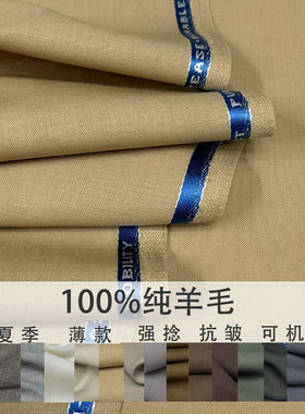 夏季强捻抗皱100%纯羊毛西服布料