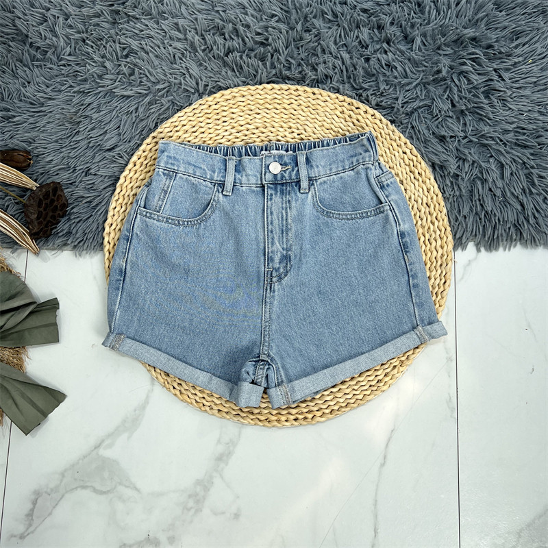 浅蓝颜色很正!种草夏季薄款高腰无弹显腿长牛仔短裤