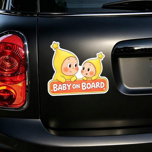 星星人宝宝汽车装饰贴BABY ON BOARD卡通磁贴车尾装饰创意贴纸