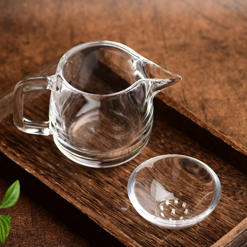 东海原矿水晶公道杯带手柄耐热茶漏茶滤套装高档过滤分茶器茶具
