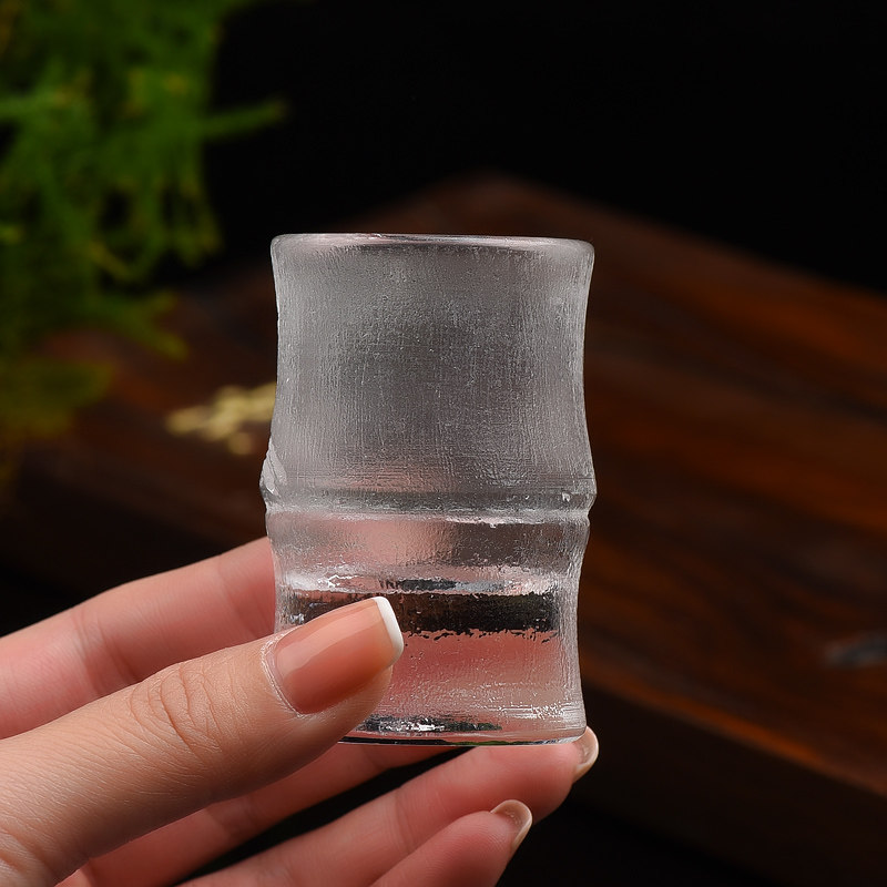 原矿石材白水晶竹茶杯竹筒茶杯竹杯子白酒杯烈酒杯原创个性纯手工