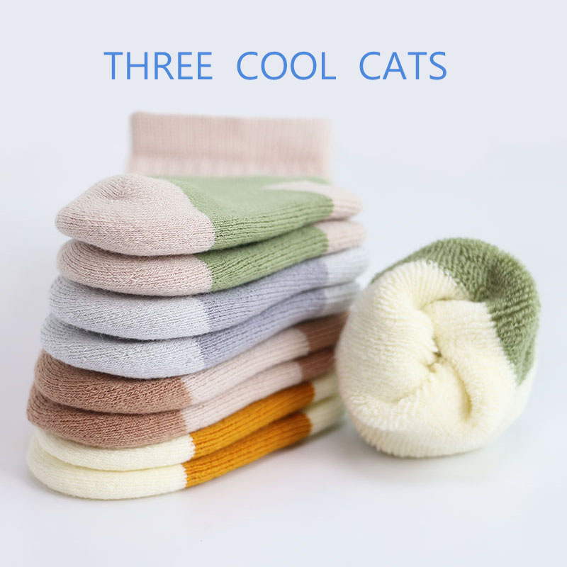 三只酷酷的猫纯棉加厚儿童袜
