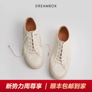 极简风男鞋 DREAMBOX钧博夏季 石洗马皮软底休闲板鞋 小白鞋 透气薄款