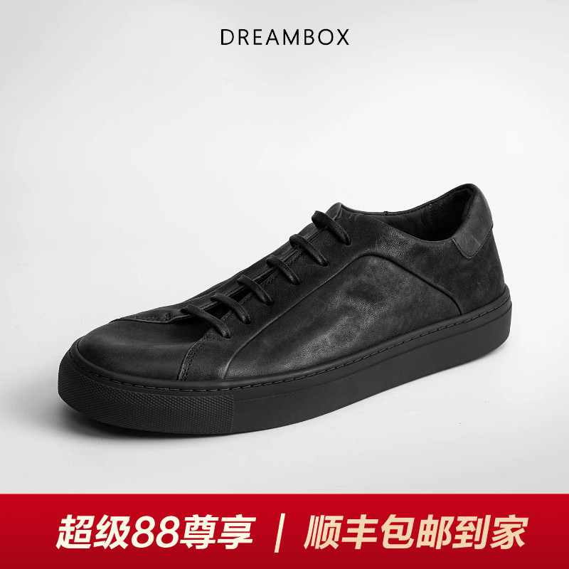 钧博水洗马皮平底小黑鞋图片