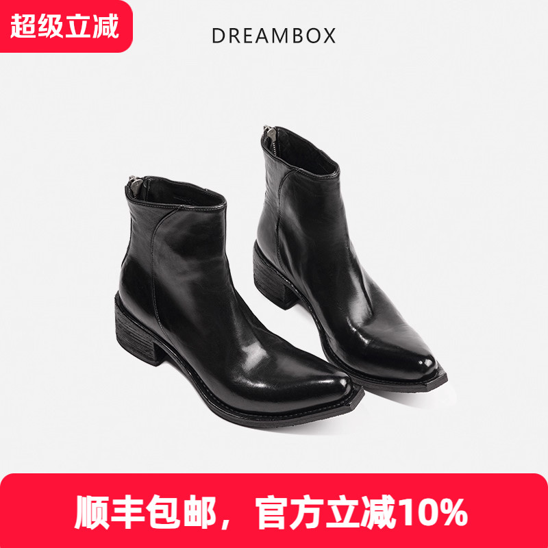 DREAMBOX钧博尖头水洗马皮女靴