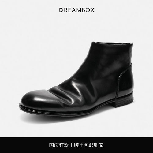 钧博马臀皮后拉链皮靴