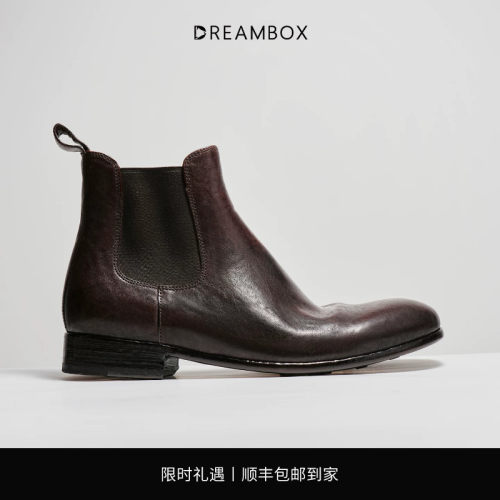 钧博石洗马皮纯手工秋冬切尔西靴